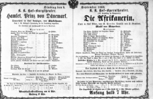 Theaterzettel (Oper und Burgtheater in Wien) 18680908 Seite: 1