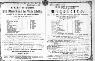Theaterzettel (Oper und Burgtheater in Wien) 18680911 Seite: 1