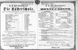 Theaterzettel (Oper und Burgtheater in Wien) 18680913 Seite: 1
