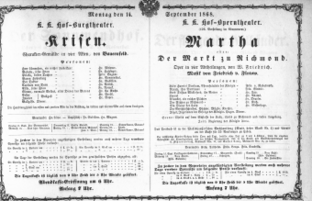 Theaterzettel (Oper und Burgtheater in Wien) 18680914 Seite: 1
