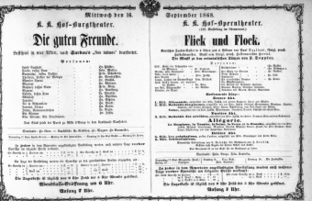 Theaterzettel (Oper und Burgtheater in Wien) 18680916 Seite: 1