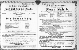Theaterzettel (Oper und Burgtheater in Wien) 18680919 Seite: 1