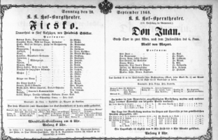 Theaterzettel (Oper und Burgtheater in Wien) 18680920 Seite: 1