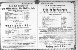 Theaterzettel (Oper und Burgtheater in Wien) 18680921 Seite: 1