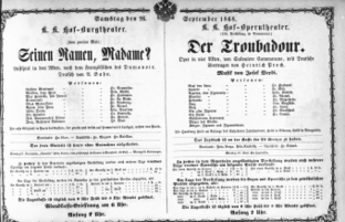 Theaterzettel (Oper und Burgtheater in Wien) 18680926 Seite: 1