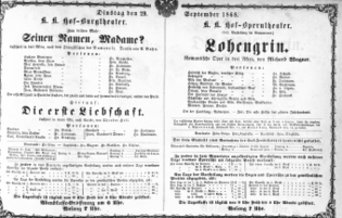 Theaterzettel (Oper und Burgtheater in Wien) 18680929 Seite: 1