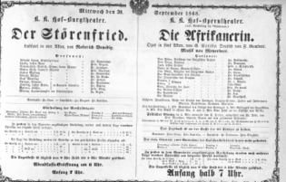 Theaterzettel (Oper und Burgtheater in Wien) 18680930 Seite: 1