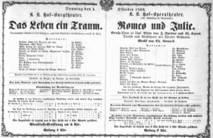 Theaterzettel (Oper und Burgtheater in Wien) 18681004 Seite: 1