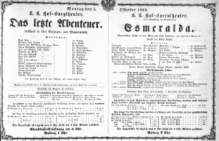 Theaterzettel (Oper und Burgtheater in Wien) 18681005 Seite: 1