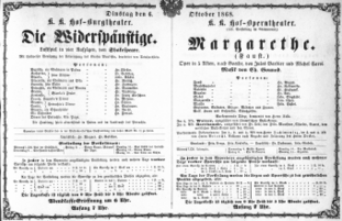 Theaterzettel (Oper und Burgtheater in Wien) 18681006 Seite: 1