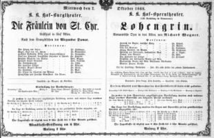 Theaterzettel (Oper und Burgtheater in Wien) 18681007 Seite: 1