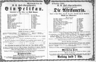 Theaterzettel (Oper und Burgtheater in Wien) 18681014 Seite: 1