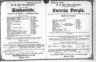 Theaterzettel (Oper und Burgtheater in Wien) 18681018 Seite: 1