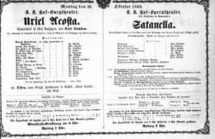 Theaterzettel (Oper und Burgtheater in Wien) 18681019 Seite: 1