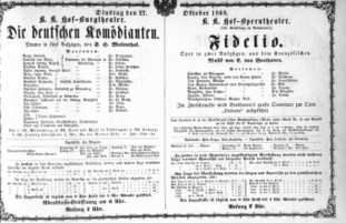 Theaterzettel (Oper und Burgtheater in Wien) 18681027 Seite: 1
