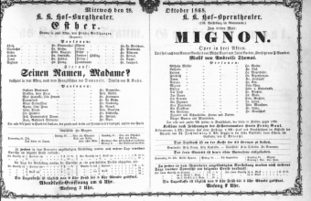 Theaterzettel (Oper und Burgtheater in Wien) 18681028 Seite: 1
