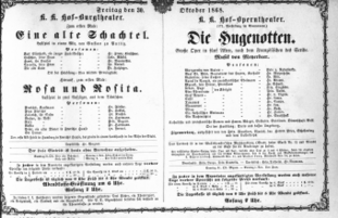 Theaterzettel (Oper und Burgtheater in Wien) 18681030 Seite: 1