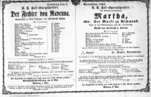 Theaterzettel (Oper und Burgtheater in Wien) 18681108 Seite: 1