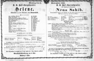 Theaterzettel (Oper und Burgtheater in Wien) 18681109 Seite: 1