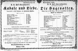 Theaterzettel (Oper und Burgtheater in Wien) 18681110 Seite: 1