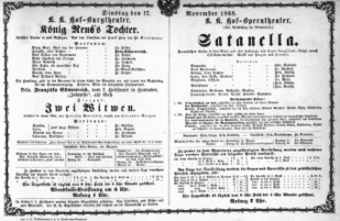 Theaterzettel (Oper und Burgtheater in Wien) 18681117 Seite: 1