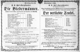 Theaterzettel (Oper und Burgtheater in Wien) 18681120 Seite: 1
