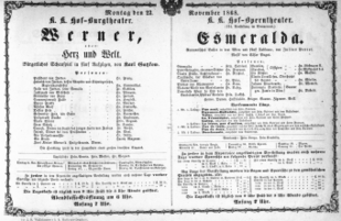 Theaterzettel (Oper und Burgtheater in Wien) 18681123 Seite: 1