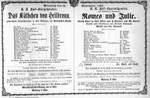 Theaterzettel (Oper und Burgtheater in Wien) 18681125 Seite: 1