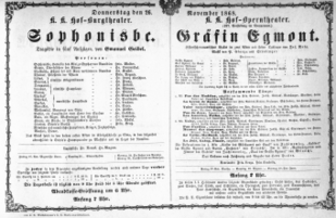 Theaterzettel (Oper und Burgtheater in Wien) 18681126 Seite: 1