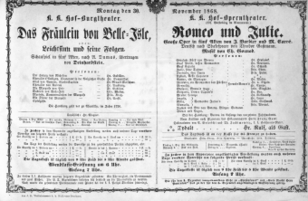 Theaterzettel (Oper und Burgtheater in Wien) 18681130 Seite: 1