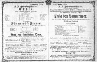 Theaterzettel (Oper und Burgtheater in Wien) 18681201 Seite: 1