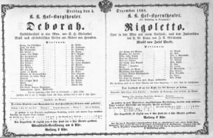 Theaterzettel (Oper und Burgtheater in Wien) 18681204 Seite: 1