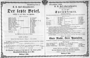 Theaterzettel (Oper und Burgtheater in Wien) 18681205 Seite: 1