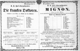 Theaterzettel (Oper und Burgtheater in Wien) 18681207 Seite: 1