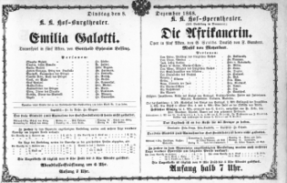 Theaterzettel (Oper und Burgtheater in Wien) 18681208 Seite: 1