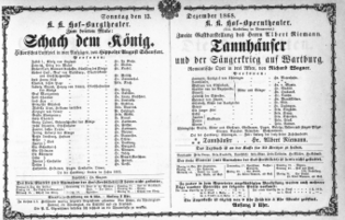 Theaterzettel (Oper und Burgtheater in Wien) 18681213 Seite: 1