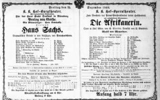 Theaterzettel (Oper und Burgtheater in Wien) 18681225 Seite: 1