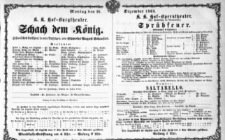 Theaterzettel (Oper und Burgtheater in Wien) 18681228 Seite: 1