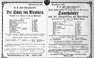 Theaterzettel (Oper und Burgtheater in Wien) 18681229 Seite: 1