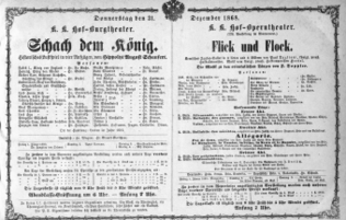 Theaterzettel (Oper und Burgtheater in Wien) 18681231 Seite: 1
