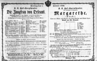 Theaterzettel (Oper und Burgtheater in Wien) 18690101 Seite: 1