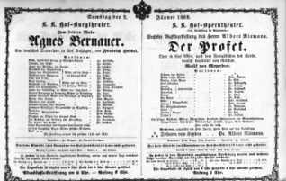 Theaterzettel (Oper und Burgtheater in Wien) 18690102 Seite: 1