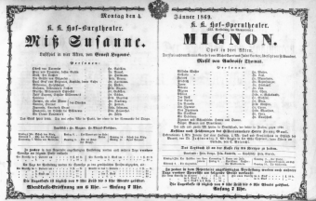 Theaterzettel (Oper und Burgtheater in Wien) 18690104 Seite: 1