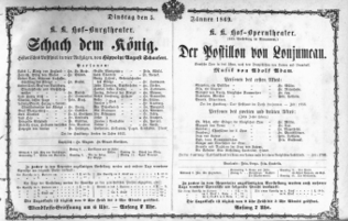 Theaterzettel (Oper und Burgtheater in Wien) 18690105 Seite: 1