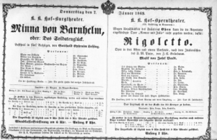 Theaterzettel (Oper und Burgtheater in Wien) 18690107 Seite: 1