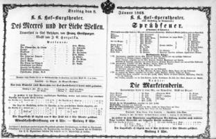 Theaterzettel (Oper und Burgtheater in Wien) 18690108 Seite: 1