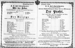 Theaterzettel (Oper und Burgtheater in Wien) 18690109 Seite: 1