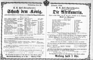Theaterzettel (Oper und Burgtheater in Wien) 18690110 Seite: 1