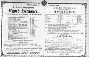 Theaterzettel (Oper und Burgtheater in Wien) 18690111 Seite: 1