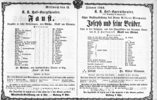 Theaterzettel (Oper und Burgtheater in Wien) 18690113 Seite: 1